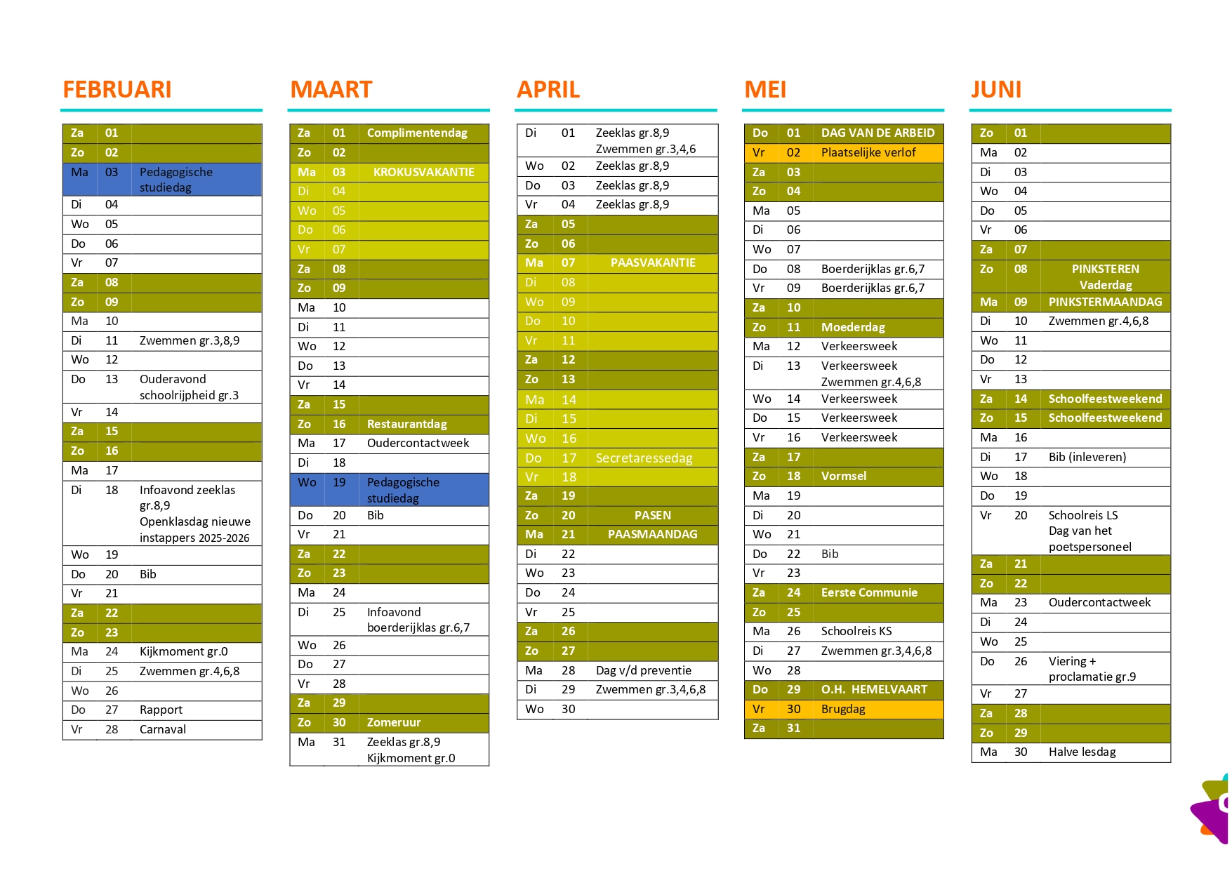 Schoolkalender deel 2